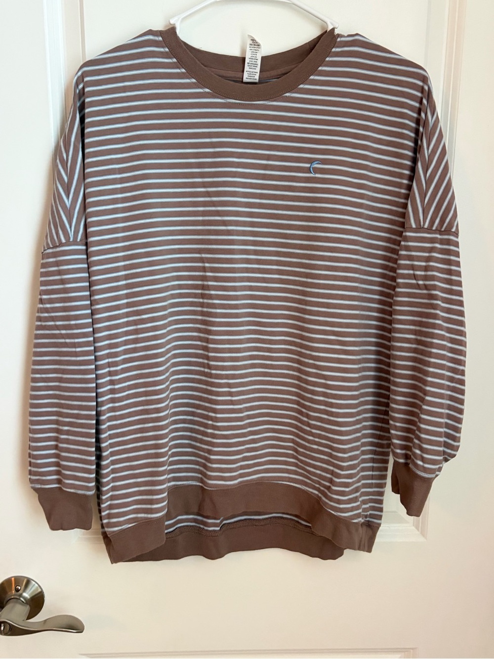 ZYIA Brown & White Striped Crewneck Sweatshirt